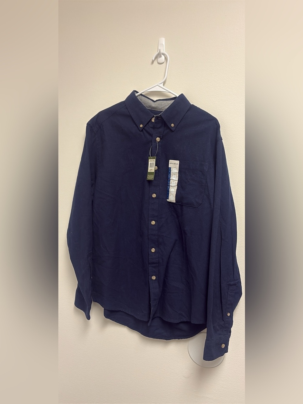 Eddie Bauer Navy Flannel- Sz Lrg